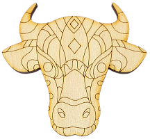 Фігурка фанерна - Корова або Бик № 15 голова бика 7 х 6 см + магніт AS-4528