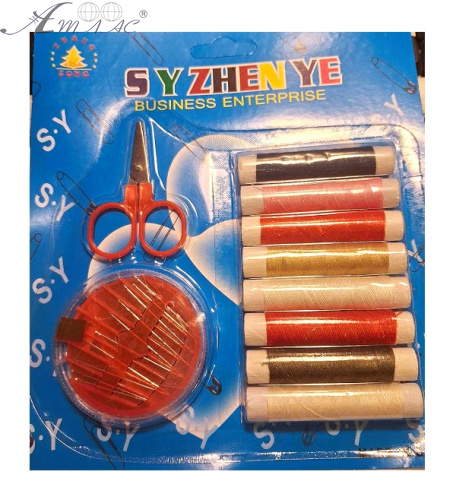 Набір для шиття Ниток 8 кольорів з голками + ножиці  01983