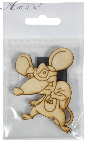 Фігурка фанерна - Мишеня № 11 з мішком у масці 60 х 67 мм з магнітом AS-4835, В-0393 фото 2