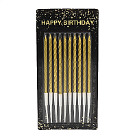 Набір свічки 10 шт. свічок Happy birthday Золото у блістері  9324DSCN