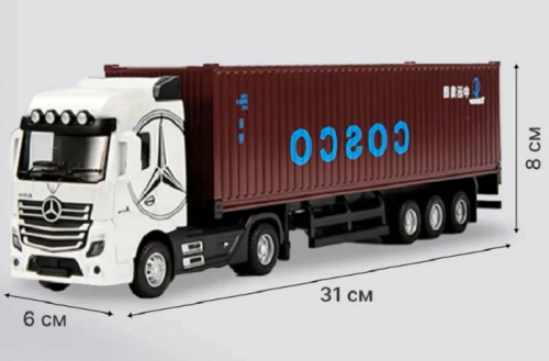 Машинка Автопром Mercedes Actros фура белая металл инерционная 31см  7540 