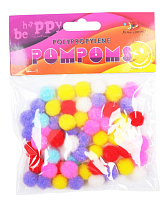 Декор Помпони Кольорові 5 кольорів 60штук  MQ2013