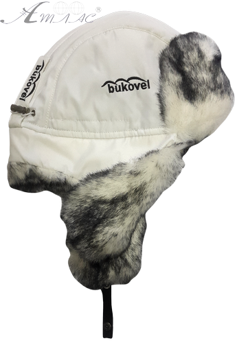 Шапочка вушанка для дівчинки підліткова, плащовка біла з хутром 13915 Шапочка вушанка для дівчинки підліткова, плащовка біла з хутром 13915