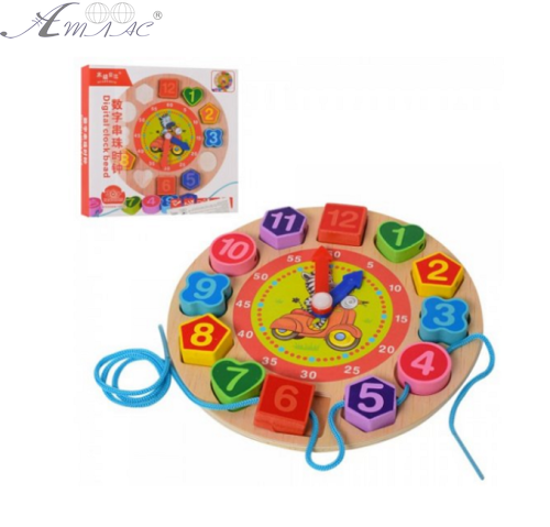 Іграшка дерев'яна Годинник Сортер-шнуровка 17,5 см  555-219