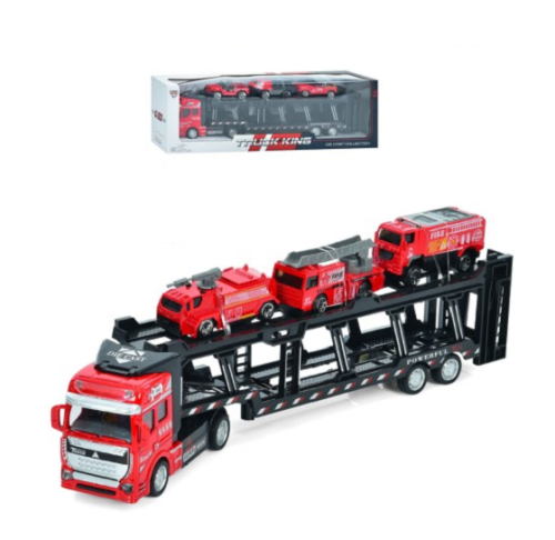 Игрушка Машинка Трейлер с пожарной техникой в коробке  2212-12D