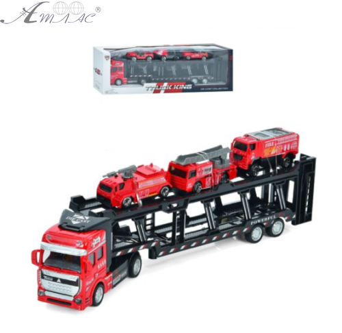 Іграшка Машинка Трейлер із пожежною технікою в коробці  2212-12D