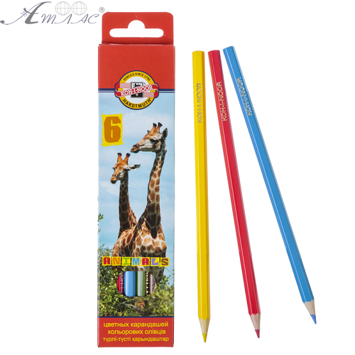 Олівці кольорові Koh-i-Noor Animals 6 кольорів 3551006008KS Олівці кольорові Koh-i-Noor Animals 6 кольорів 3551006008KS