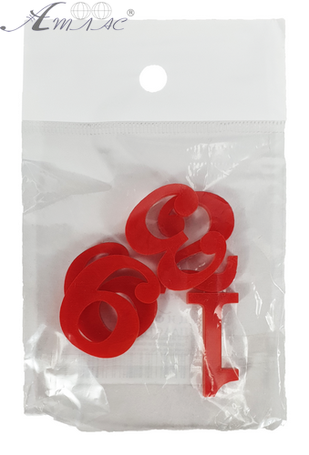 Пластиковые Цифры арабские 4шт красные 3мм h=3см AS-0065