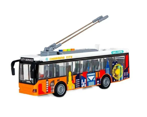Игрушка Машинка City Bus Троллейбус свет звук двери открываются 28 см  А1119-9
