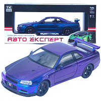 Машинка Автоэксперт Nissan SkyLine GT-R хамелион сине-фиолетовый 20см двери свет звук  1990-21