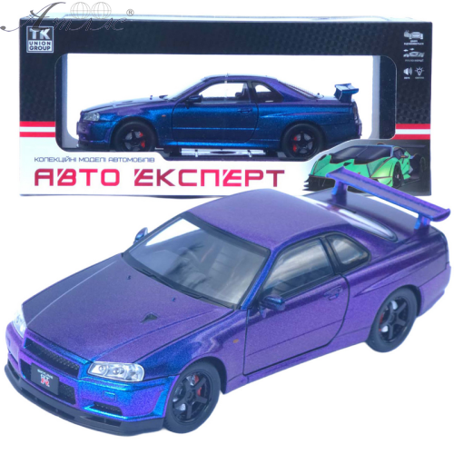 Машинка Автоексперт Nissan SkyLine GT-R хамеліон синьо-фіолетовий 20см двері світло звук  1990-21