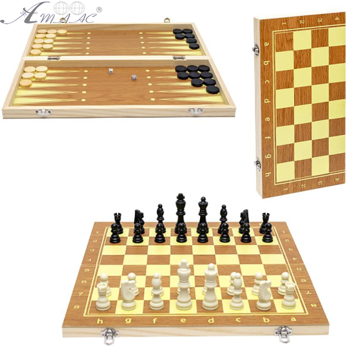 Игра Настольная Шашки, Шахматы, Нарды 3 в 1 дерево 30см  622А