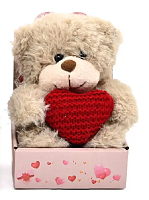 Іграшка м'яка Ведмедик із серцем бежевий або сірий 11 см  С6309