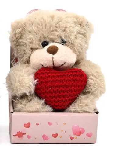 Игрушка мягкая Мишка с сердцем бежевый или серый 11 см  С6309