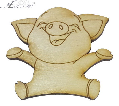 Фігурка фанерна - Порося № 1 радісне 68 х 60 мм з магнітом AS-4802, В-0351 Фігурка фанерна - Порося № 1 радісне 68 х 60 мм з магнітом AS-4802, В-0351