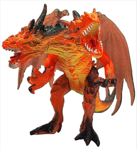 Игрушка Дракон фигурка Двухголовый стоит 16см резина  11001