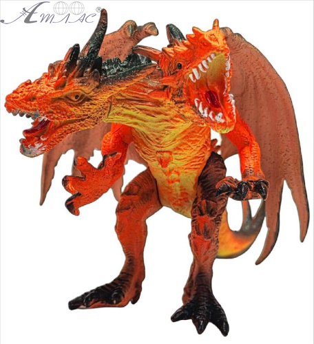 Іграшка Дракон фігурка Двоголовий стоїть 16см гума  11001