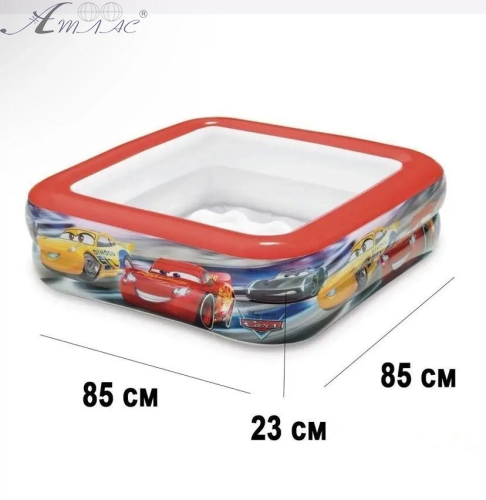 Басейн Intex квадратний м'яке надувне дно Тачки 85-85-23см 57101 фото 2 Басейн Intex квадратний м'яке надувне дно Тачки 85-85-23см 57101 фото 2