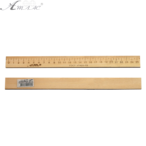 Лінійка Дерев'яна 25 см надрукована зі штрих-кодом AS-0653, К-4055