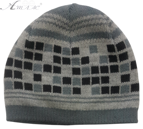 Шапочка вязаная для мальчика, в квадратик 13142 Шапочка вязаная для мальчика, в квадратик 13142