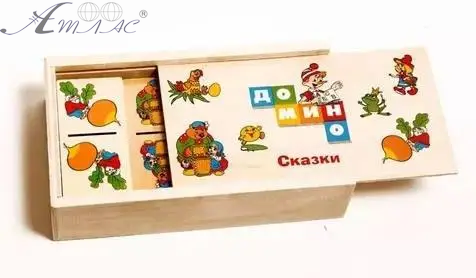 Игрушка Домино детское "Сказки" в деревянном пенале 08071