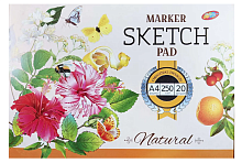 Альбом для малювання Скетчбук для маркерів клейової (квіти) А4 250 г/м 20 аркушів  16920