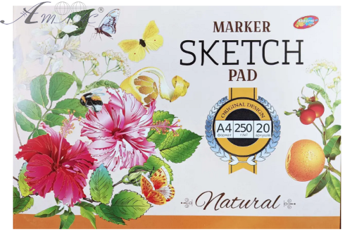 Альбом для рисования Скетчбук для маркеров клеевой (цветы) А4 250 г/м  20 листов  16920