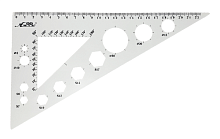 Трикутник 22 см великий з транспортиром, супер-білий  AS-0613