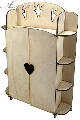 Меблі для ляльок типу Барбі - Шафа № 1 з полицями 23 х 6 х 32 см AS-4006