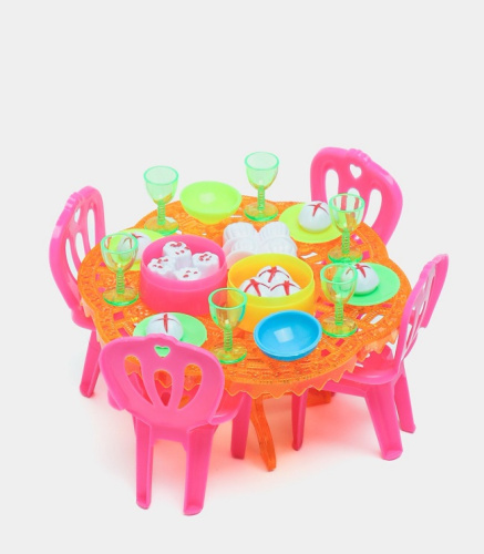 Игрушка Набор Столовая Стол Стулья и посуда в слюде 25х23х12 см  А8-323