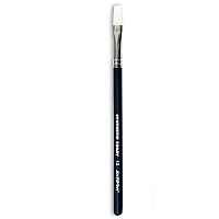 Кисть синтетическая плоская Synt.Toray № 12 черная, толстая ручка 18 см 1212