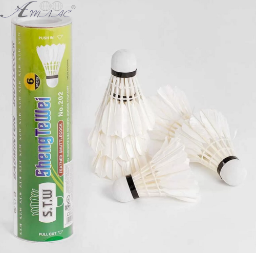 Воланчик для бадминтона Набор 6шт в тубе Перьевой  22184