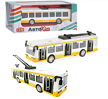 Модель АвтоХит Троллейбус Желтый металл инерционный  М5661 