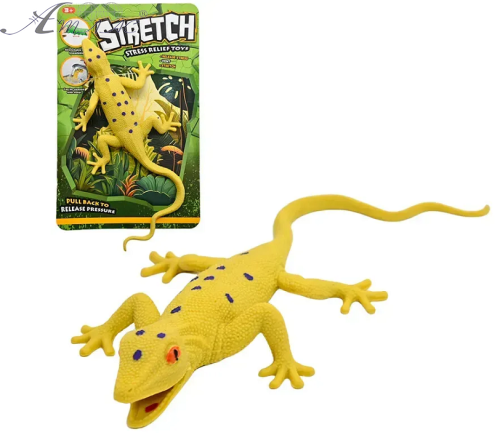 Іграшка Силіконова тягучка Ящірка Велика Гірчична із синіми плямами плямами  5050-30 фото 2