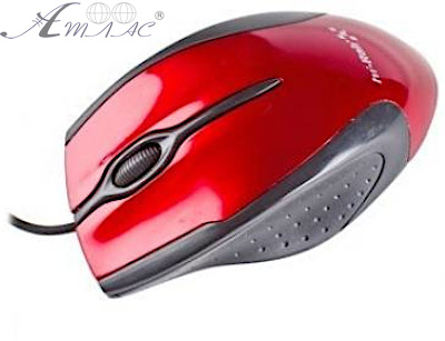 Мышь Hi-Rali USB двухкнопочная оптическая эргономичная красная 02289