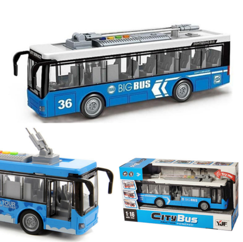 Игрушка Машинка City Bus Троллейбус со светом, двери открываются, 28 см  1119-7