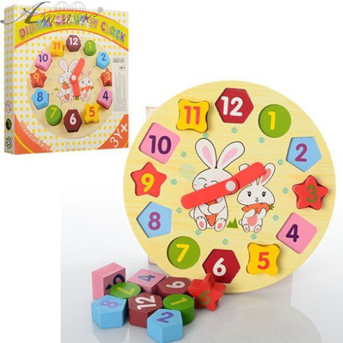Игрушка Часы деревянные 18,5 см сортер 0719