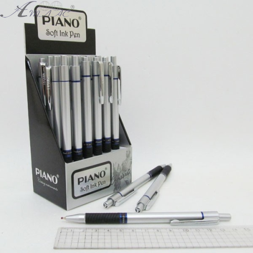 Ручка шариковая Piano PВ-186 автомат синяя 0,7мм маслянная в клеточку  17338