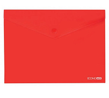 Папка на кнопці А4 Economix червона прозора  31301-03