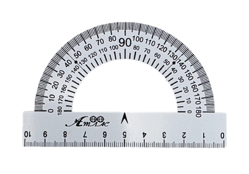 Транспортир металлический БЕЛЫЙ 0,4мм твердый 10 см  AS-0673