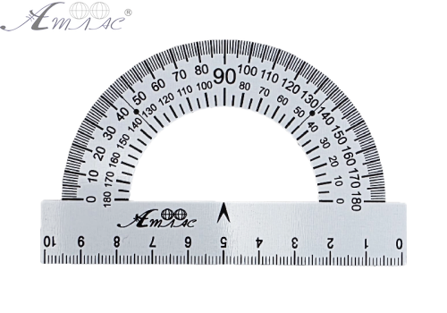 Транспортир металевий БІЛИЙ 0,4мм твердий 10 см  AS-0673