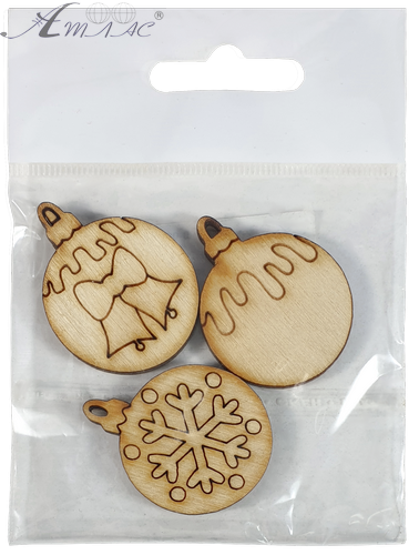 Фігурка фанерна - міні Кулі на ялинку, набір 3 шт 3.8 см AS-4775, В-0200 фото 2 Фігурка фанерна - міні Кулі на ялинку, набір 3 шт 3.8 см AS-4775, В-0200 фото 2