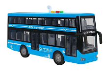 Игрушка Автобус CITY SERIES Синий 2х этажный двери свет звук 28 см  RJ5504