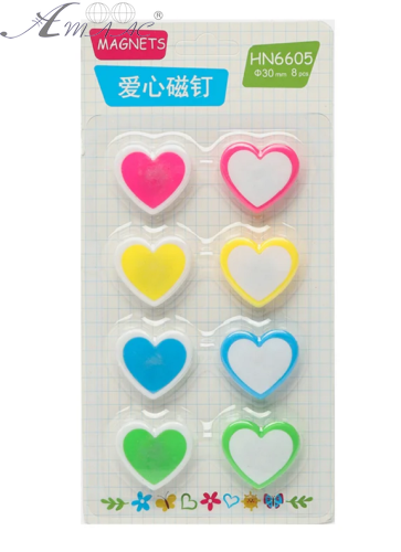 Магніти 30мм 6шт кольорові Серця 921453 Магніти 30мм 6шт кольорові Серця 921453