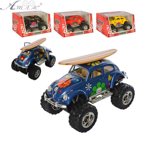 Машинка Kinsmart WV Beetle монстр-трак розмальований з дошкою для серфу  KT5057WFBS1