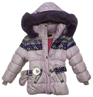 Куртка зимня для дівчинки р.122, 134 малинова з орнаментом, Lidia 13939