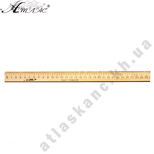 Лінійка Дерев'яна 30 см надрукована, тільки опт від 100 шт AS-0663, К-4058