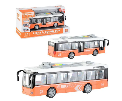 Игрушка Машинка City Service Троллейбус со светом, двери открываются, 28 см  911В фото 2