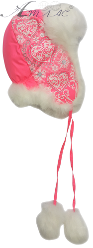 Шапочка вушанка для дівчинки підліткова, плащовка з білим хутром 13931