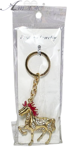 Брелок Кінь 2026 рік коня Метал з камінням червона грива  10454